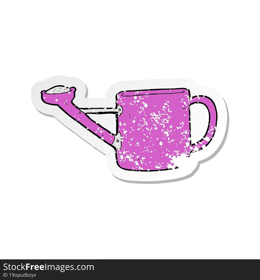 retro distressed sticker of a watering can cartoon