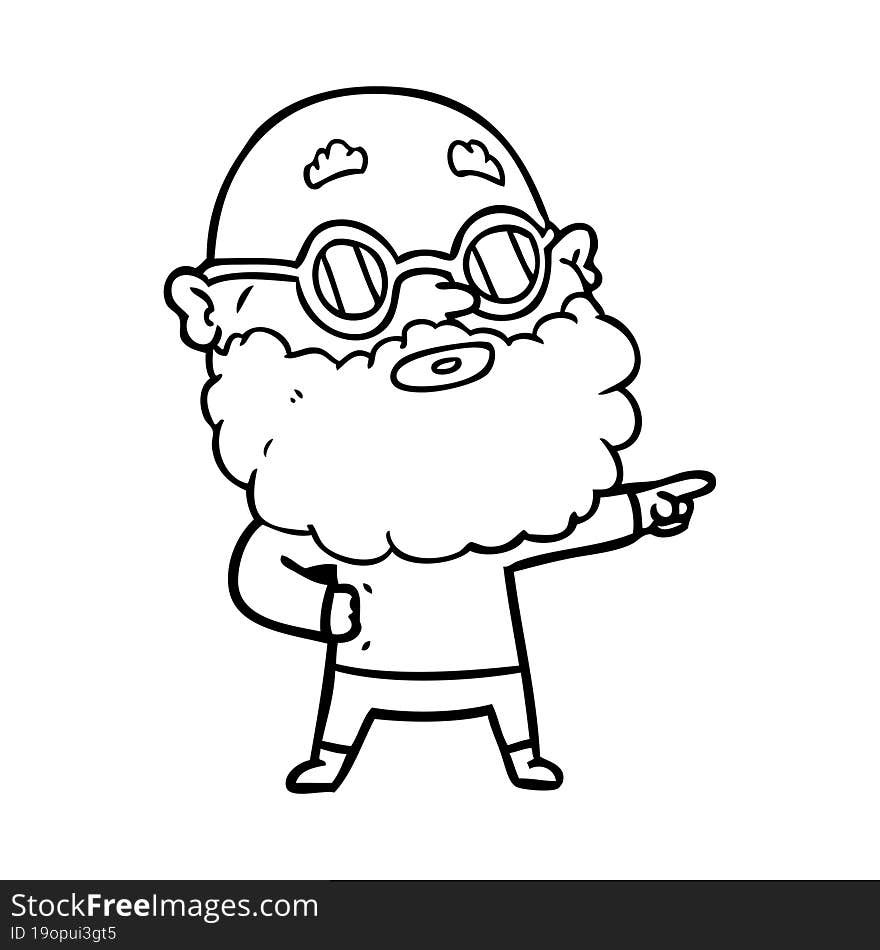 cartoon curious man with beard and glasses. cartoon curious man with beard and glasses