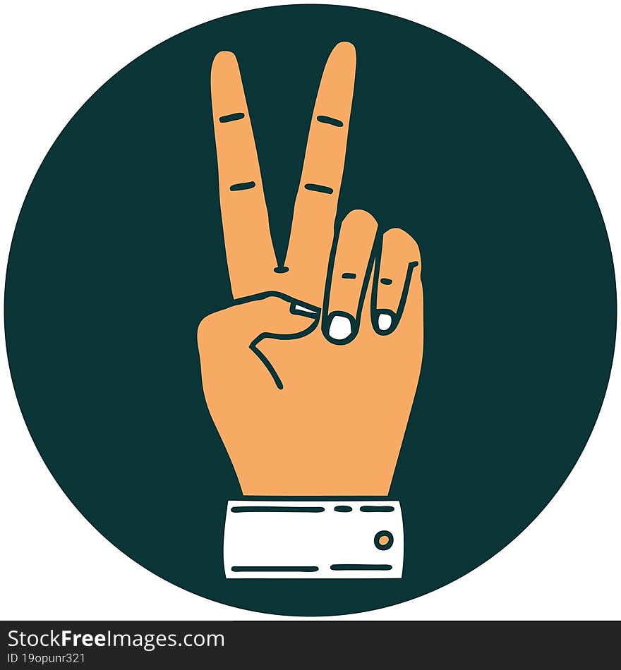 Peace Symbol Two Finger Hand Gesture Icon