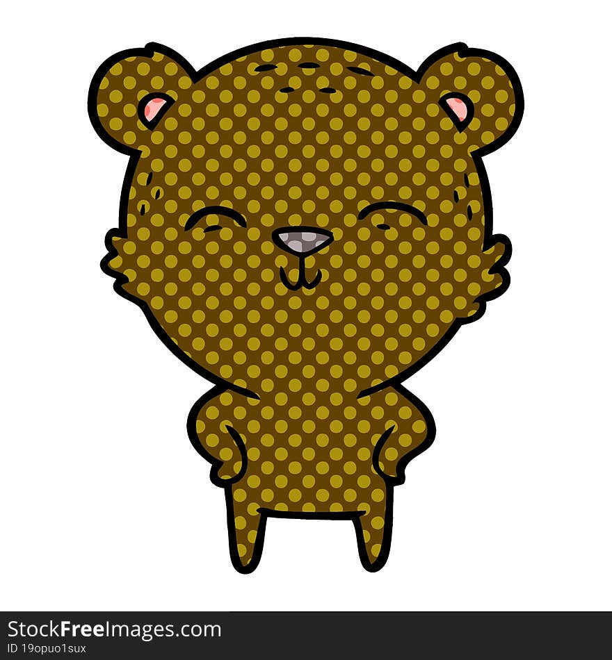 happy cartoon bear with hands on hips. happy cartoon bear with hands on hips