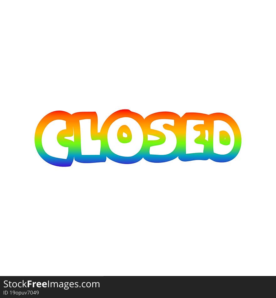 rainbow gradient line drawing of a cartoon closed sign