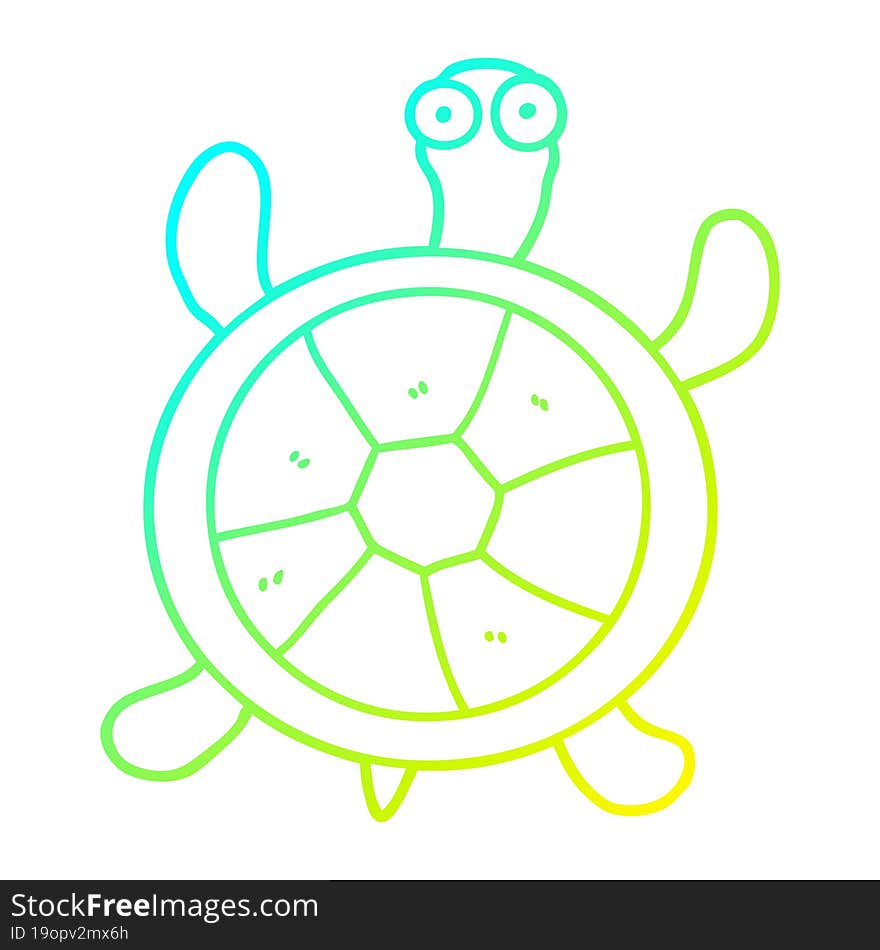 cold gradient line drawing cartoon turtle