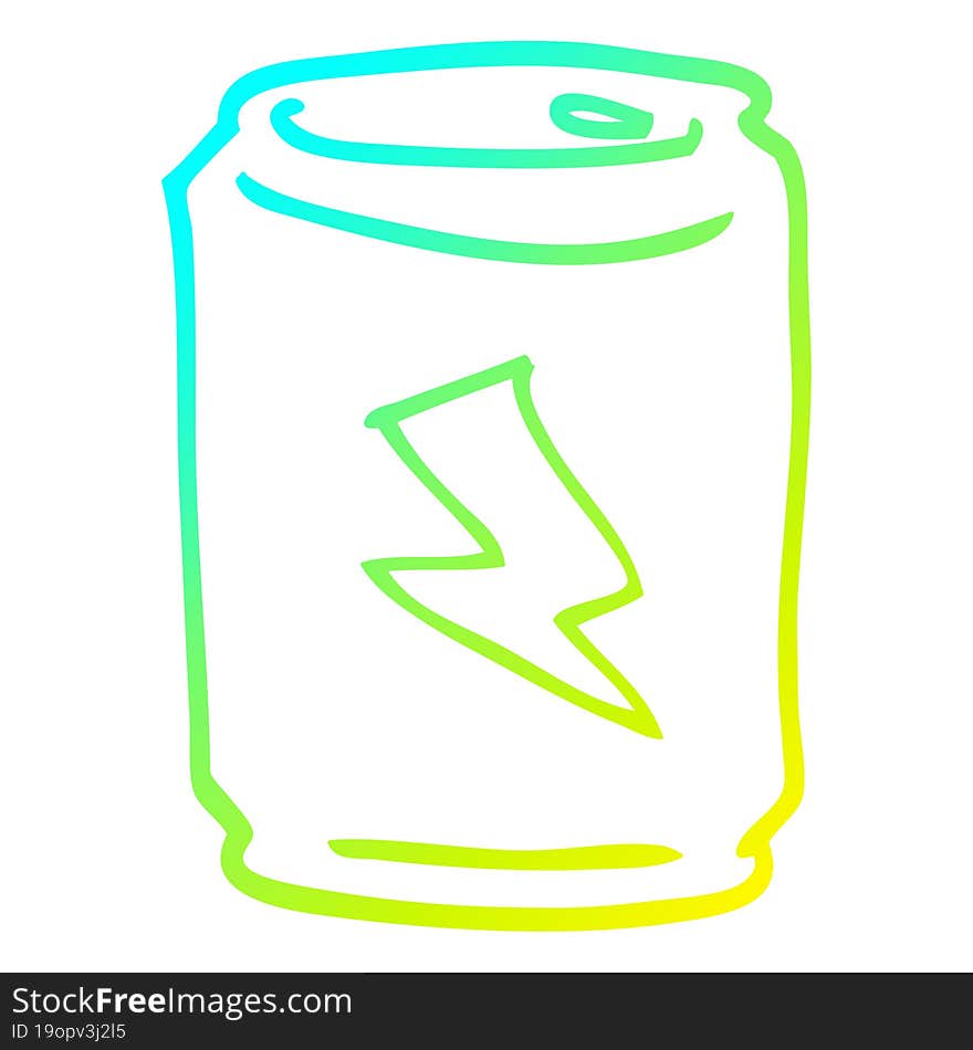 cold gradient line drawing cartoon can of energy drink