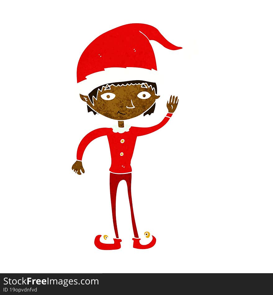 Cartoon Waving Christmas Elf