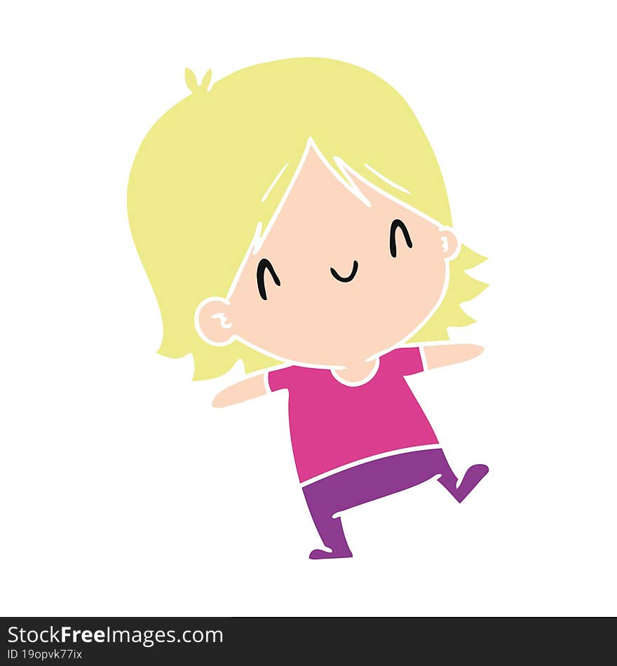 cartoon illustration of a cute kawaii girl. cartoon illustration of a cute kawaii girl