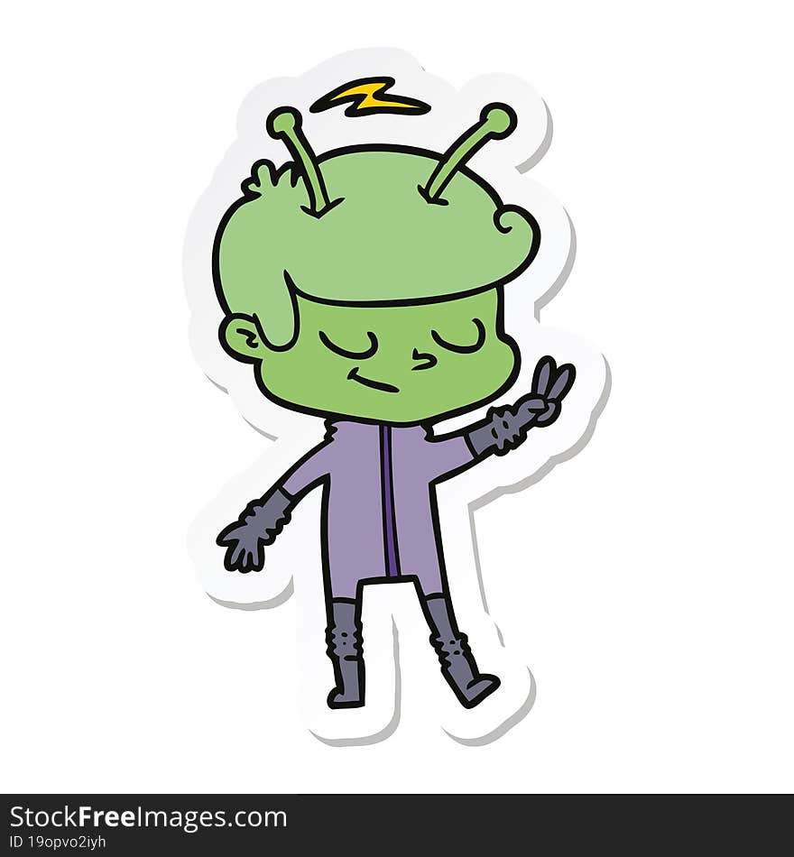 sticker of a friendly cartoon spaceman