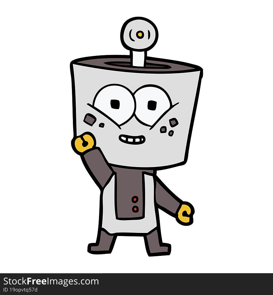 happy cartoon robot waving hello. happy cartoon robot waving hello