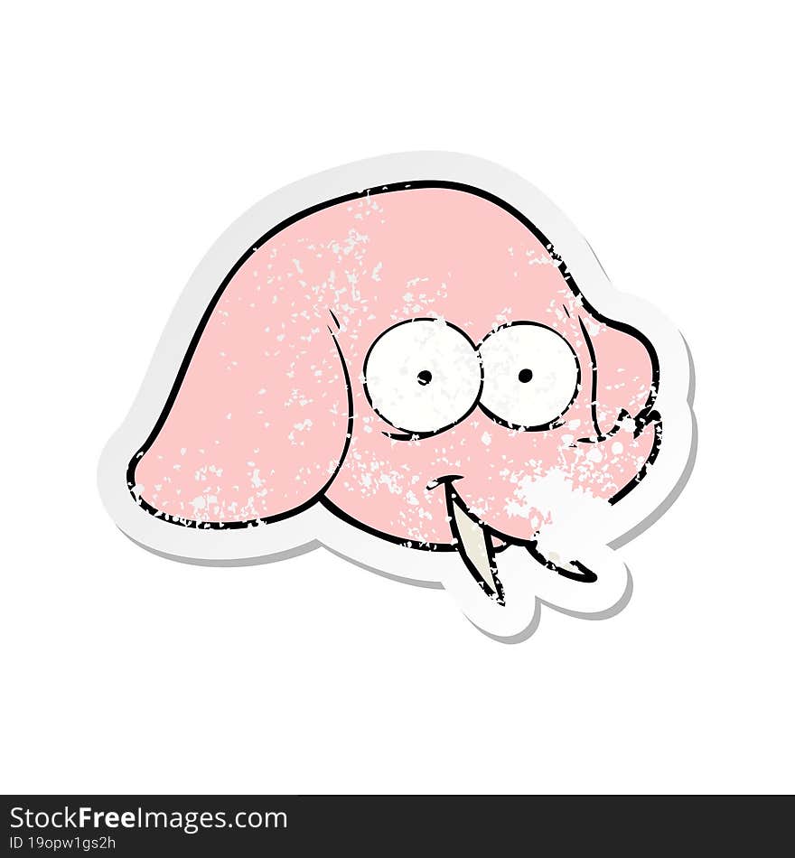 distressed sticker of a cartoon elephant face