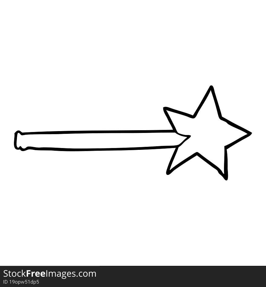 line drawing of a magic star wand. line drawing of a magic star wand