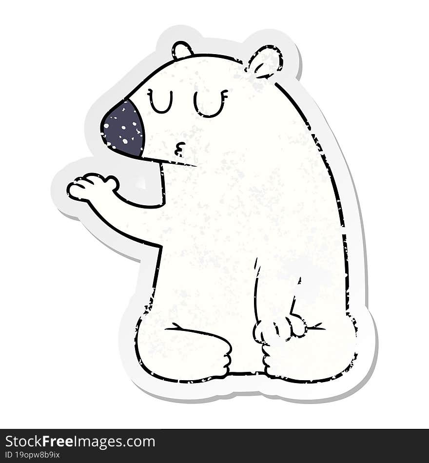 Distressed Sticker Of A Cartoon Polar Bear