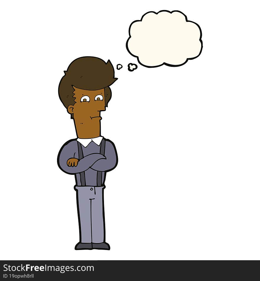 cartoon annoyed man with thought bubble