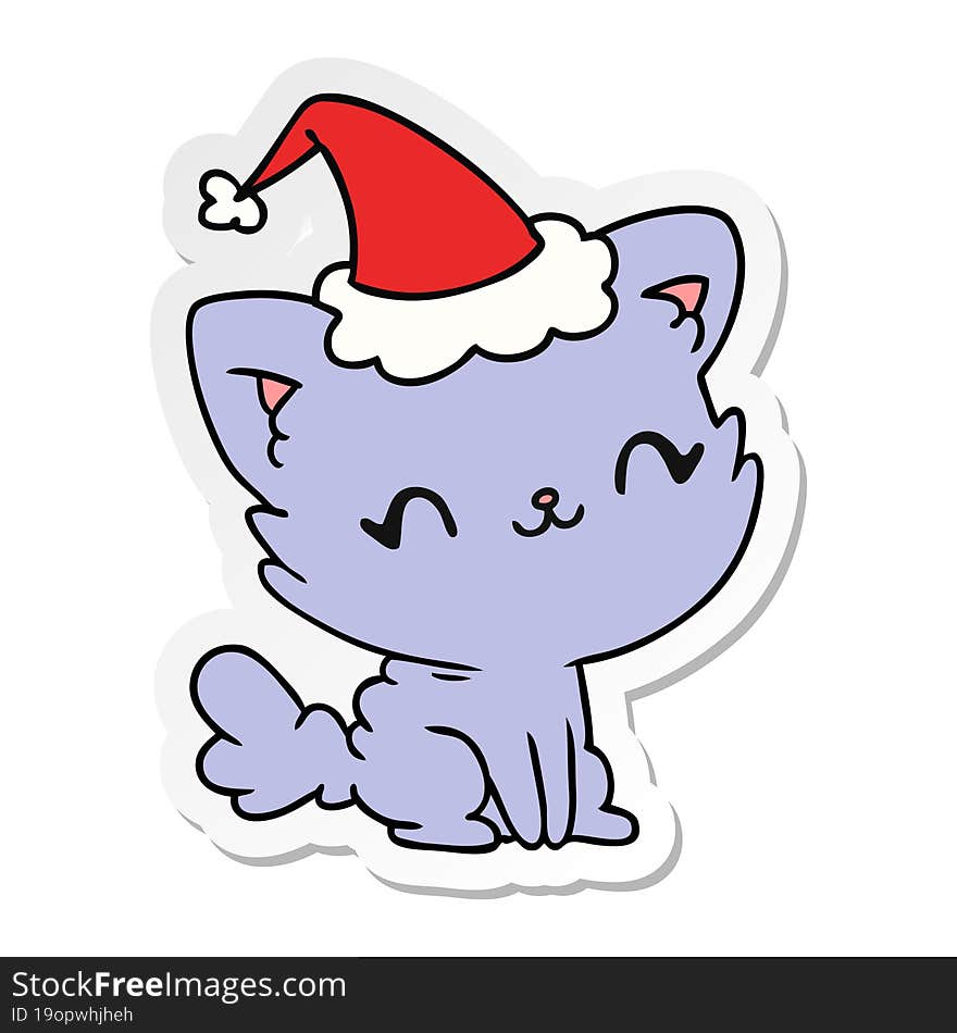 christmas sticker cartoon of kawaii cat