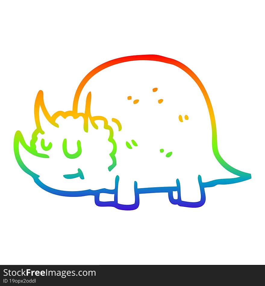 rainbow gradient line drawing cartoon prehistoric dinosaur