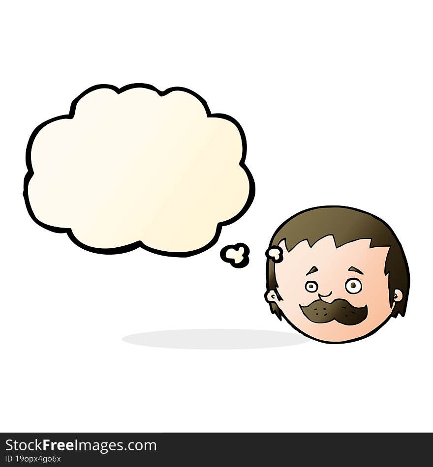 Cartoon Man With Mustache With Thought Bubble