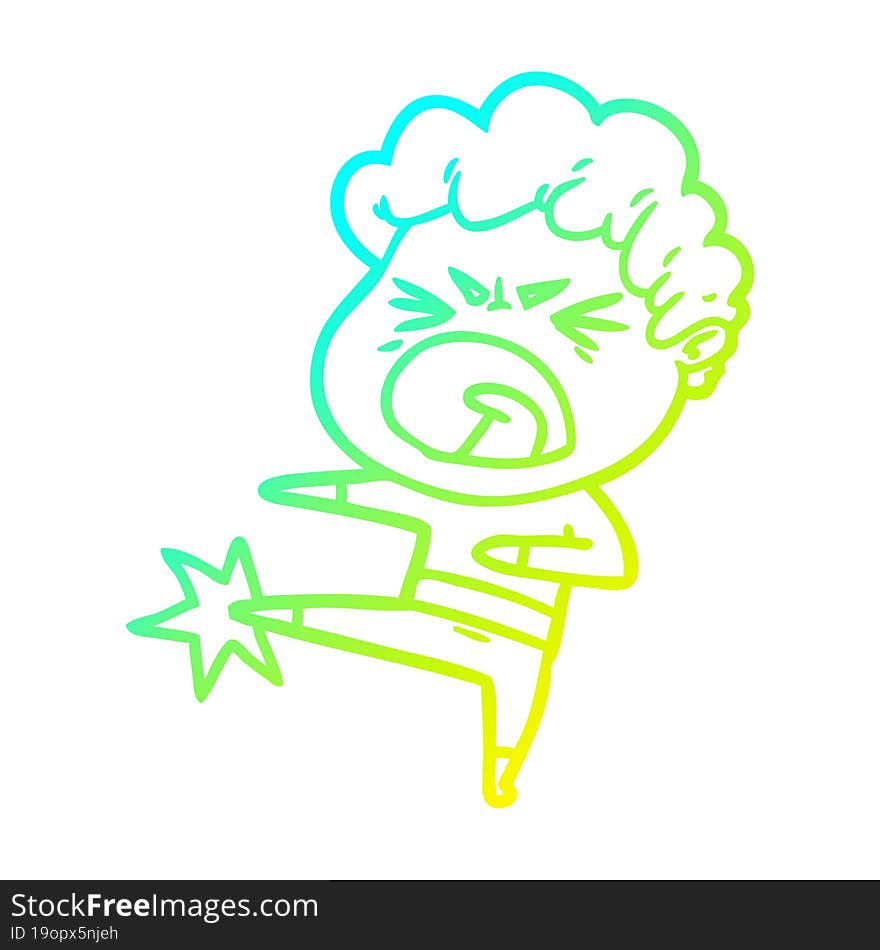 cold gradient line drawing cartoon furious man