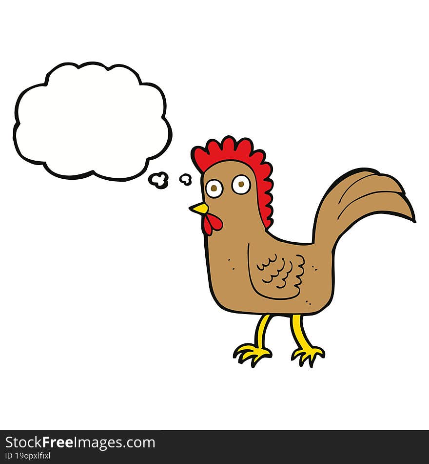 Cartoon Chicken With Thought Bubble