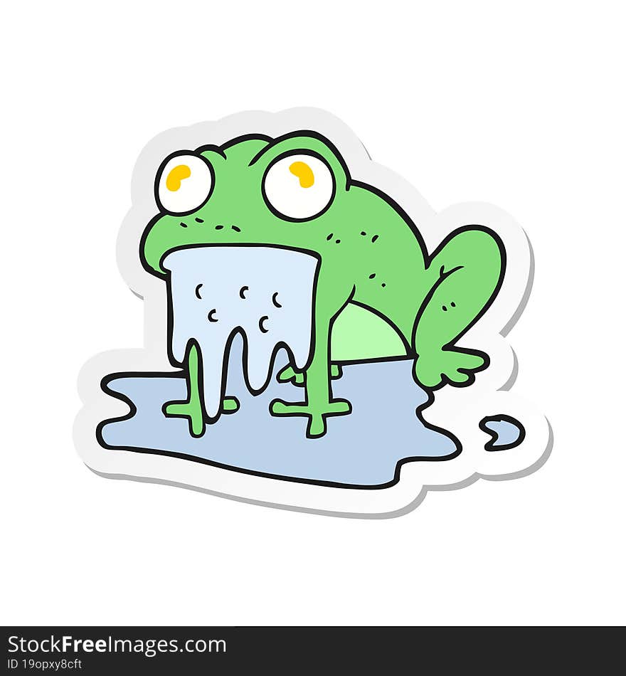 sticker of a cartoon gross little frog