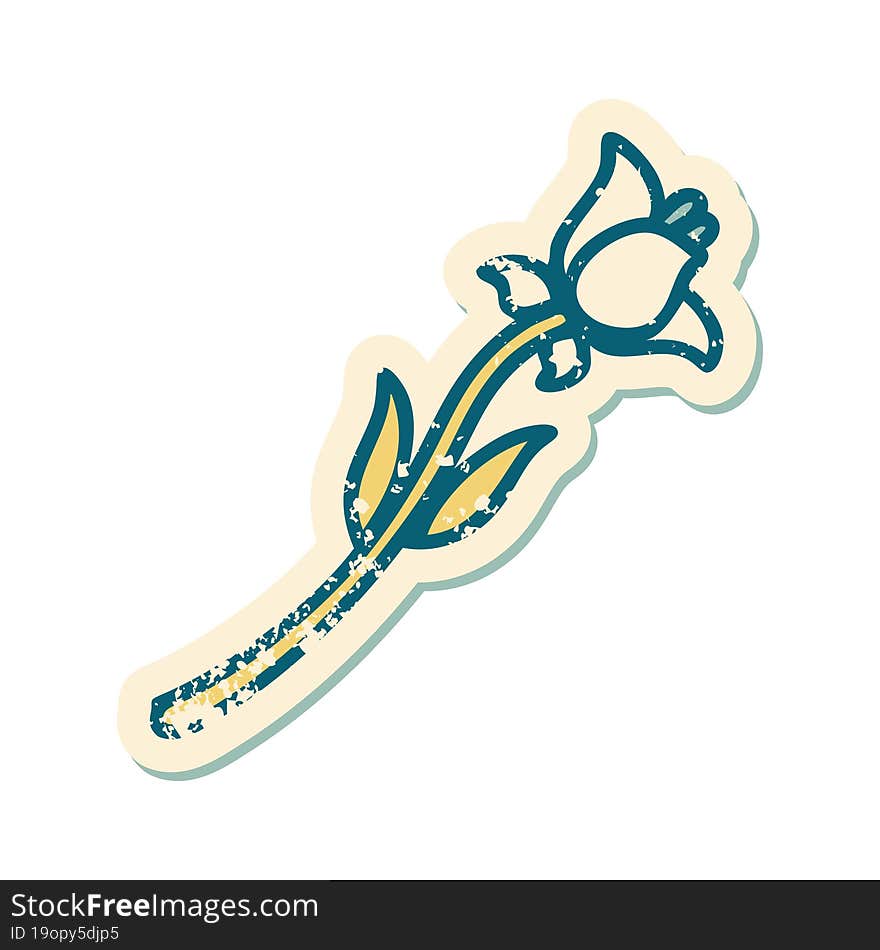 distressed sticker tattoo style icon of a lily