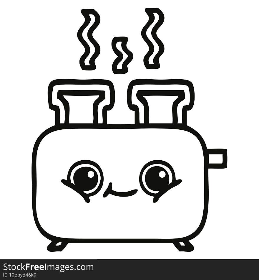 line drawing cartoon of a of a toaster