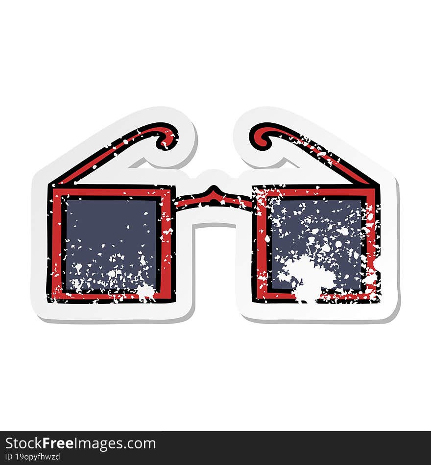 Distressed Sticker Of A Cute Cartoon Xray Glasses