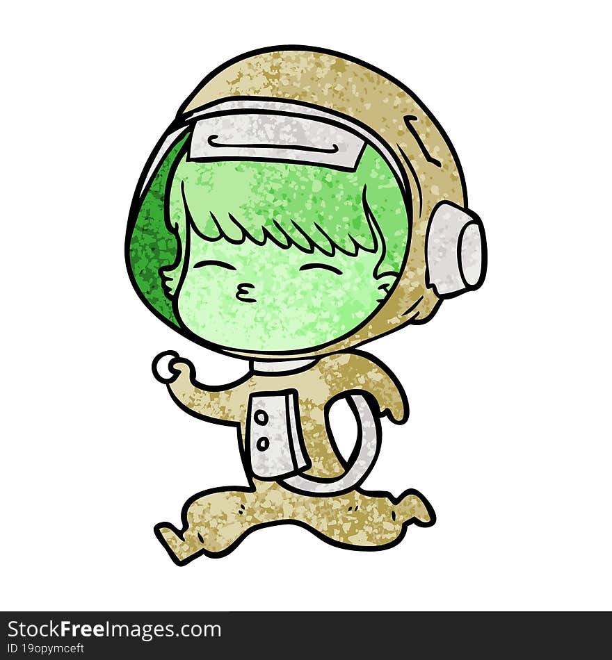 cartoon curious running astronaut. cartoon curious running astronaut