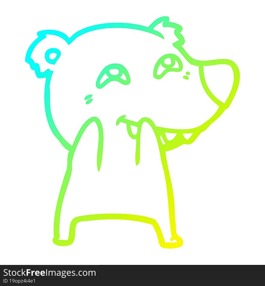 cold gradient line drawing cartoon polar bear showing teeth