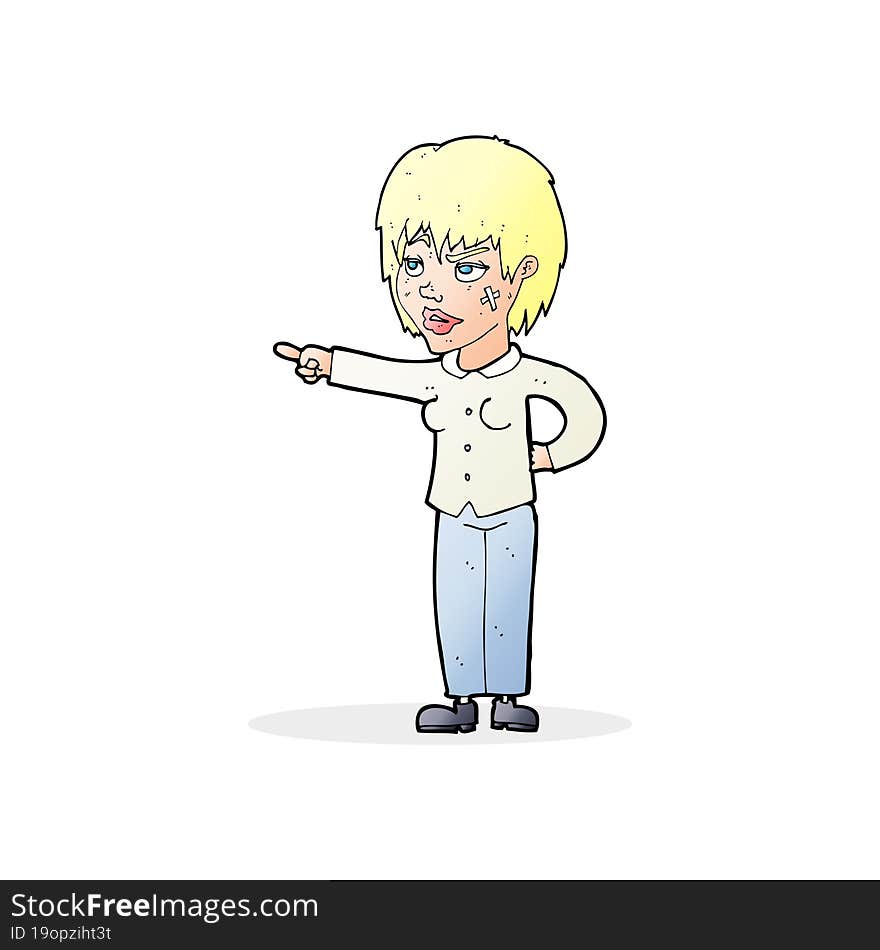 cartoon woman pointing