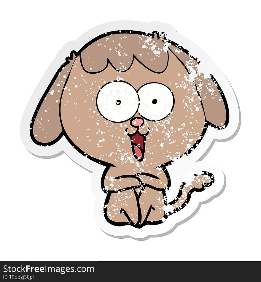 Distressed Sticker Of A Cute Cartoon Dog