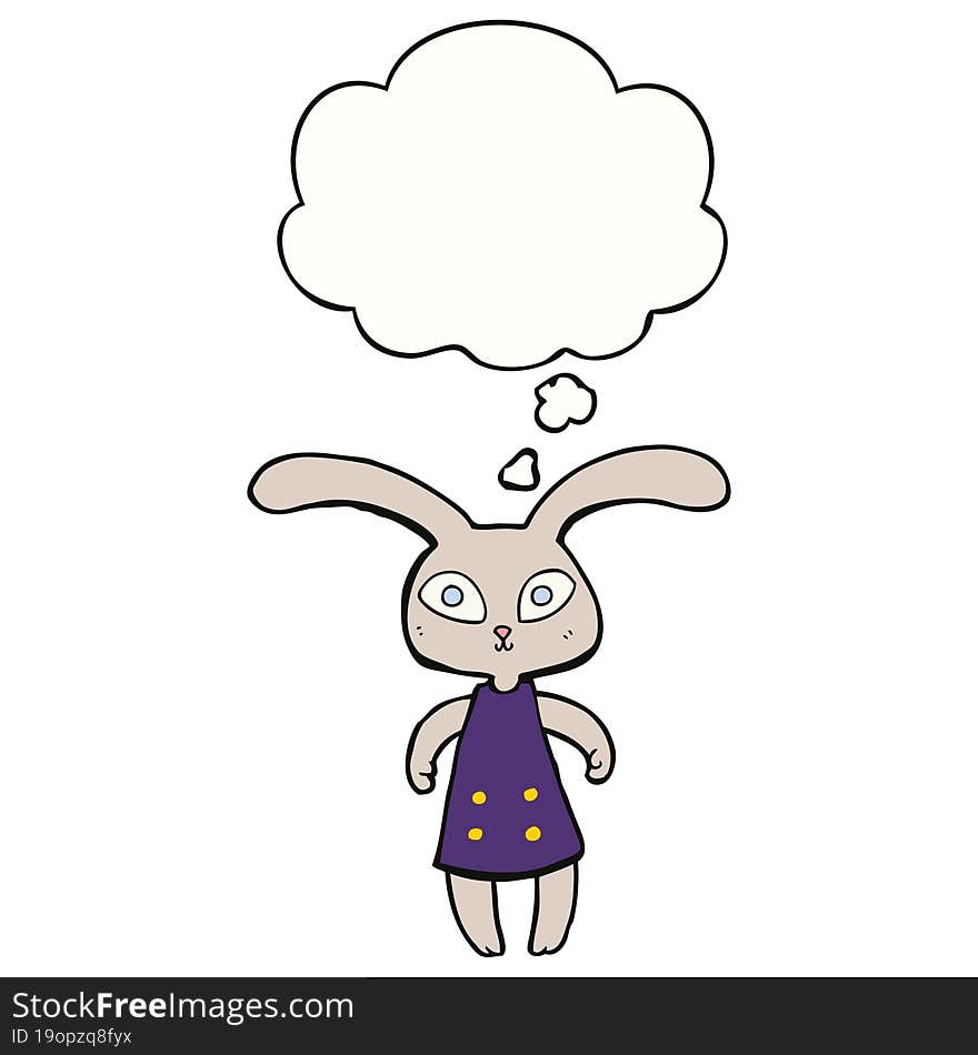 Cute Cartoon Rabbit And Thought Bubble