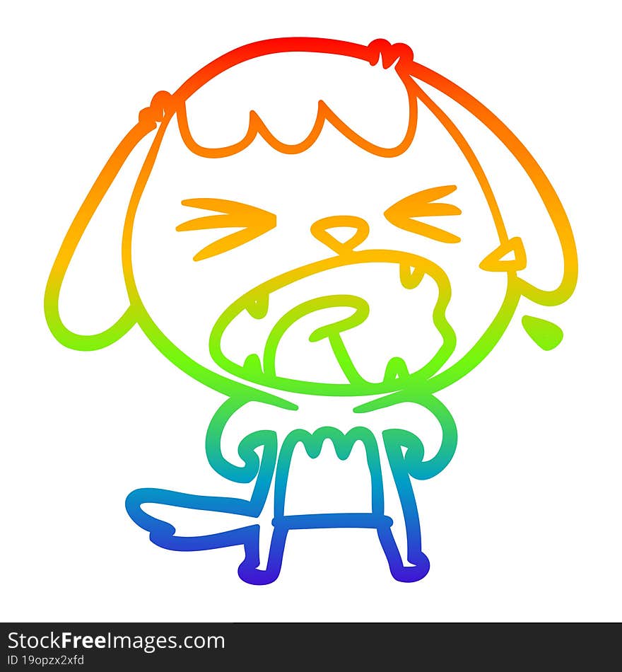 rainbow gradient line drawing of a cute cartoon dog