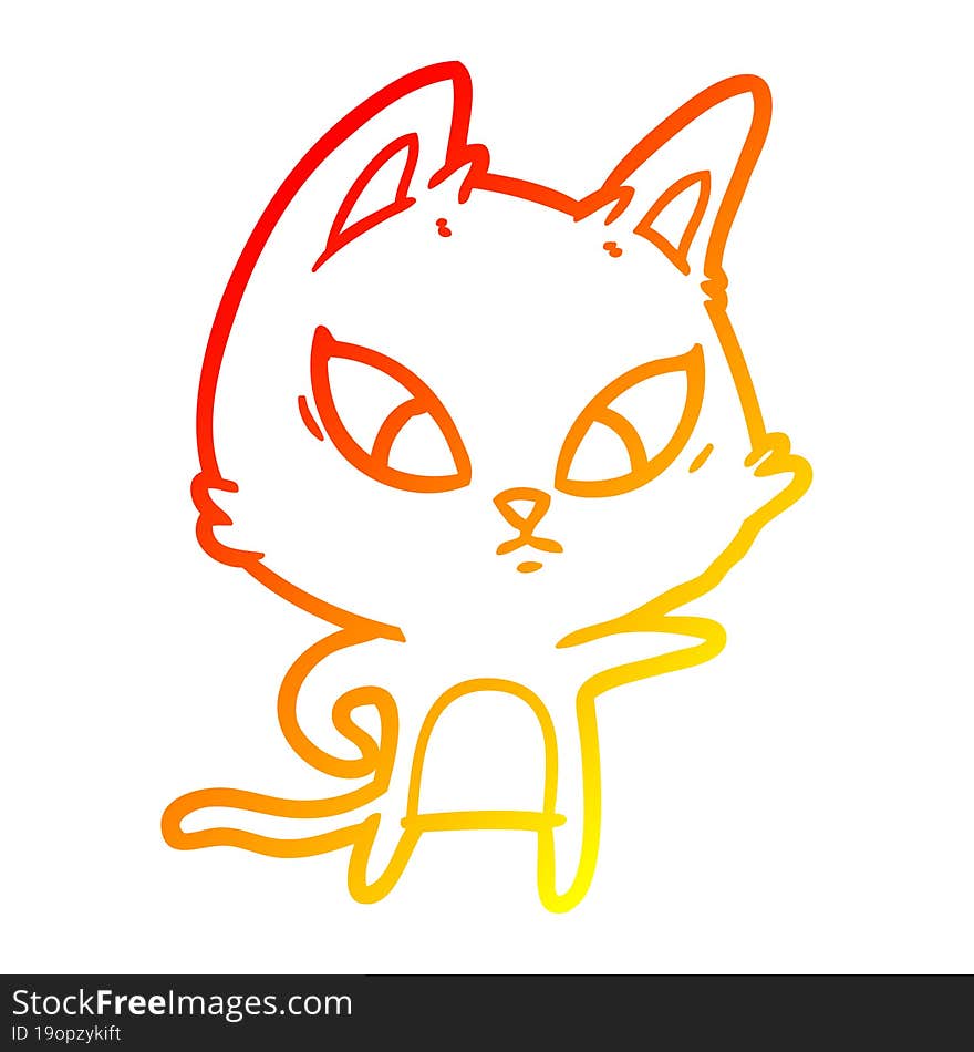 warm gradient line drawing confused cartoon cat