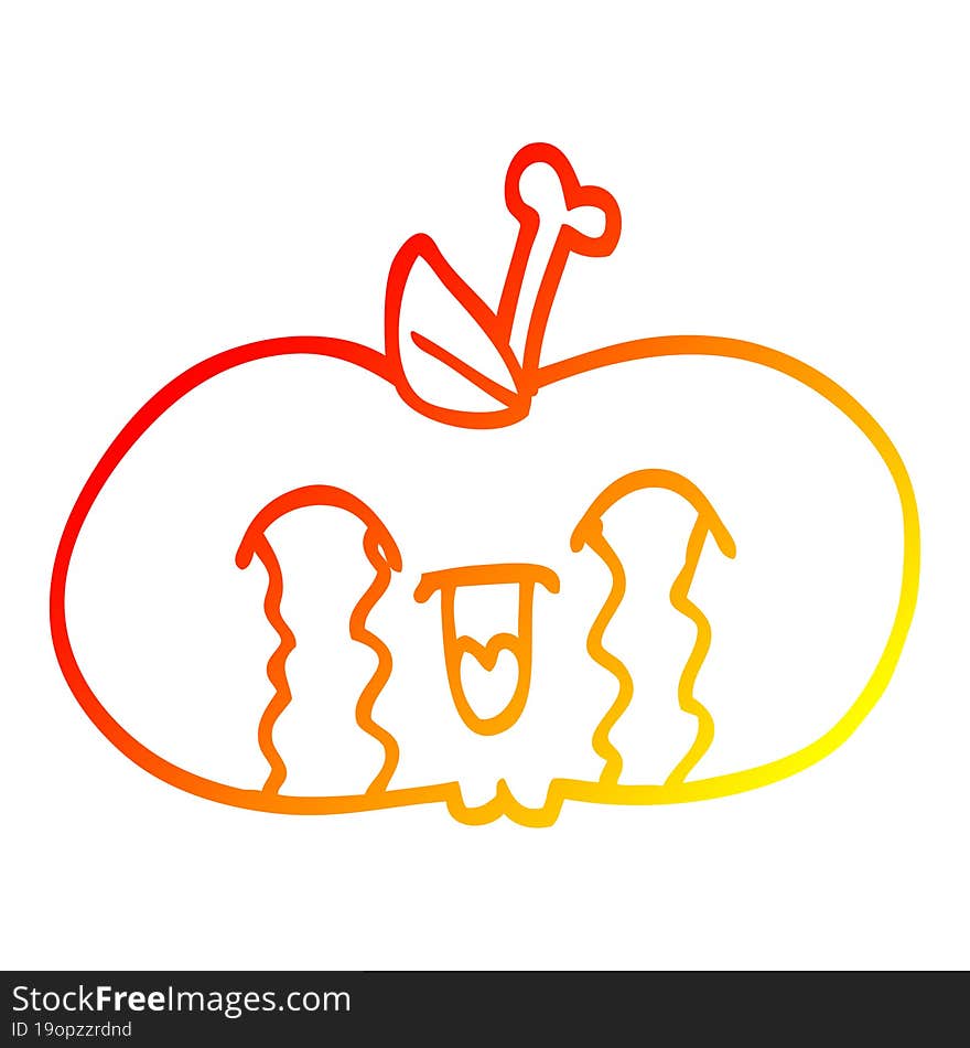 Warm Gradient Line Drawing Cartoon Sad Apple