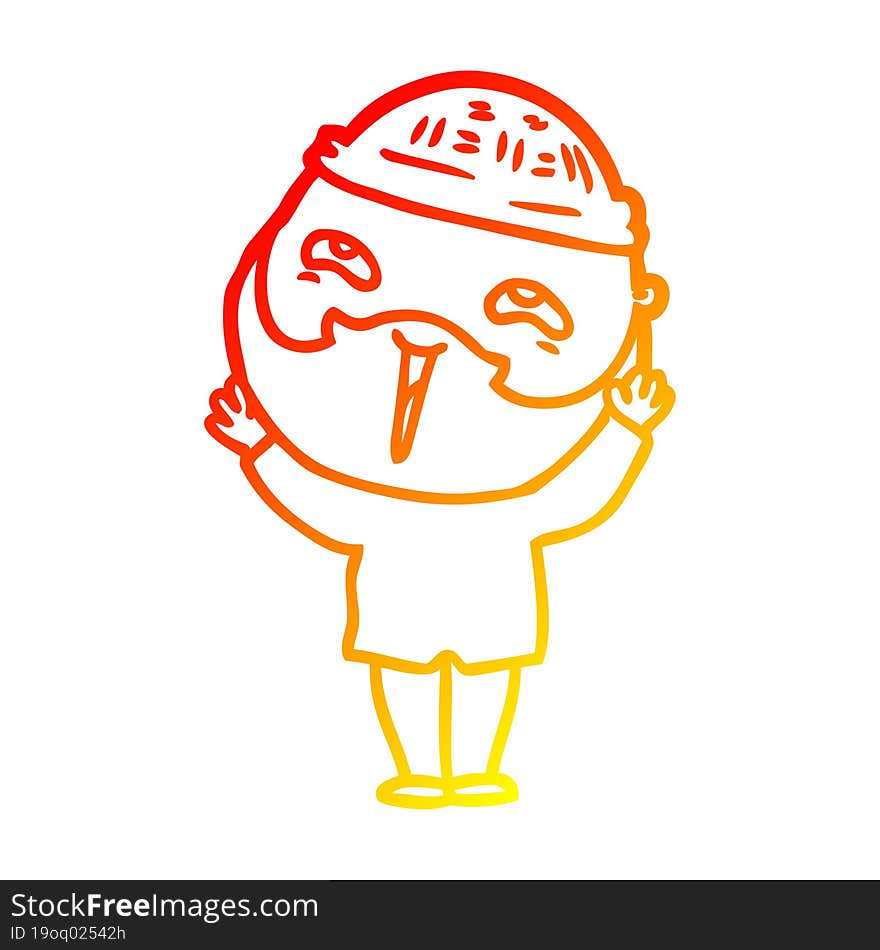 warm gradient line drawing cartoon happy bearded man