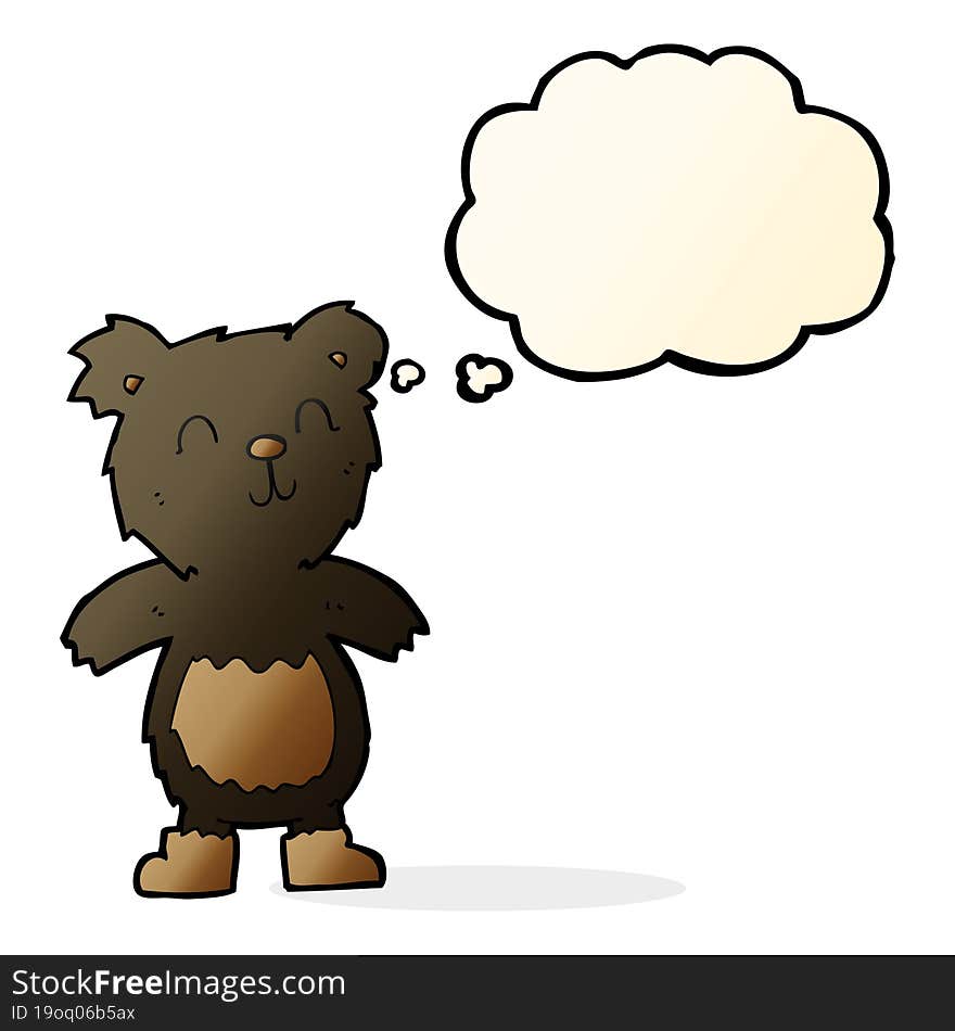 cartoon teddy black bear with thought bubble