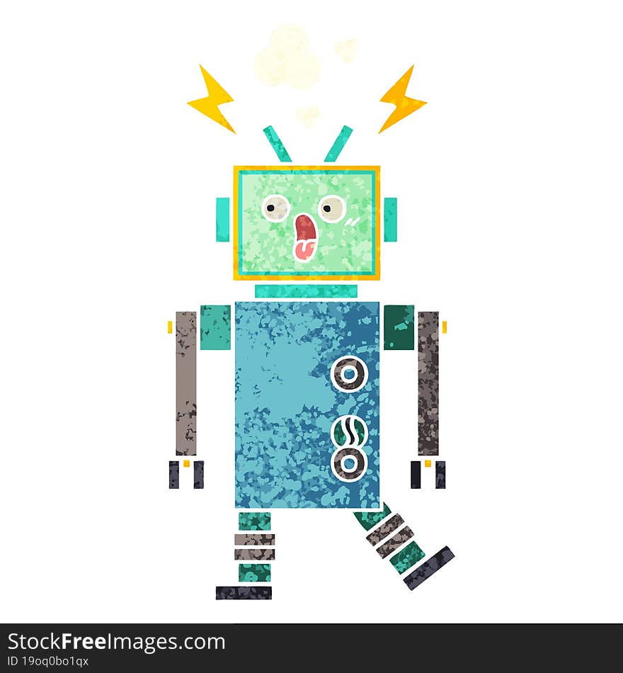 Retro Illustration Style Cartoon Robot