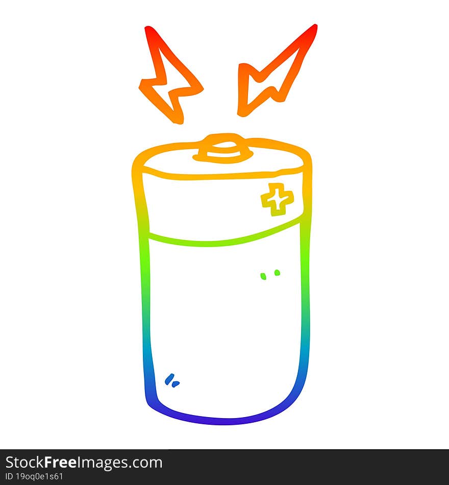 rainbow gradient line drawing cartoon battery