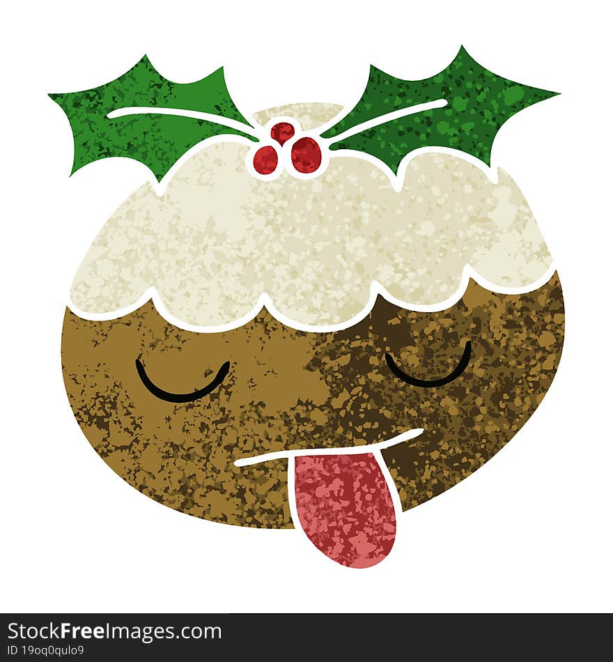 quirky retro illustration style cartoon christmas pudding