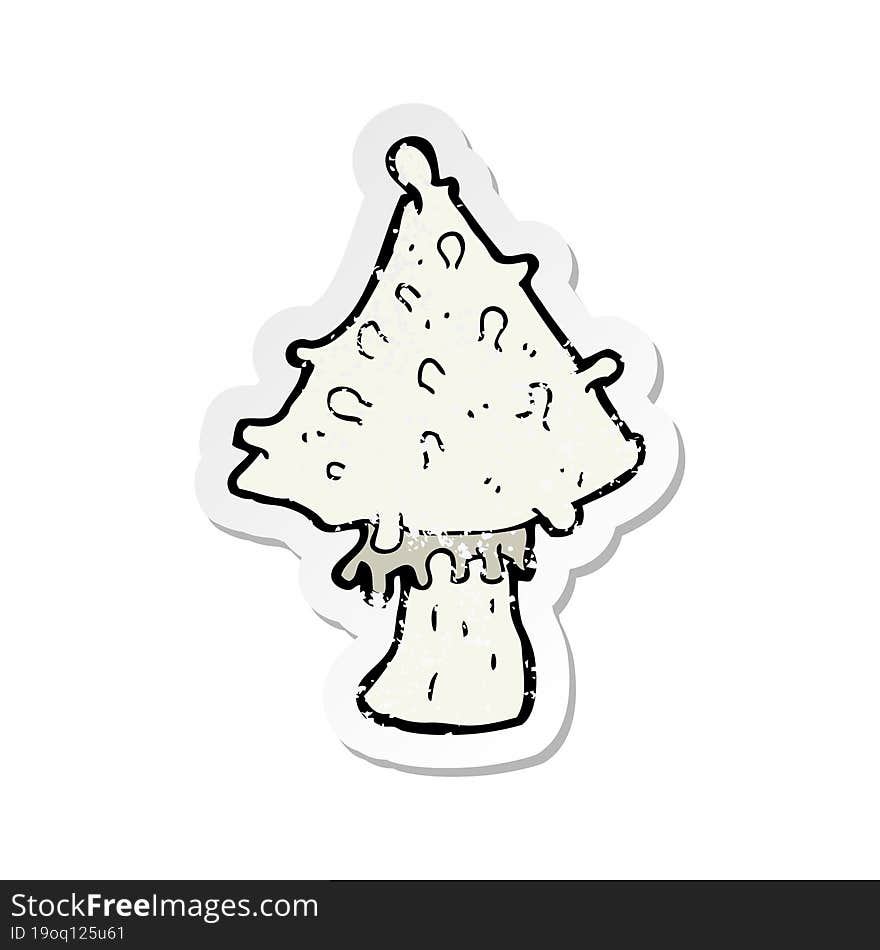 Retro Distressed Sticker Of A Cartoon Mushroom