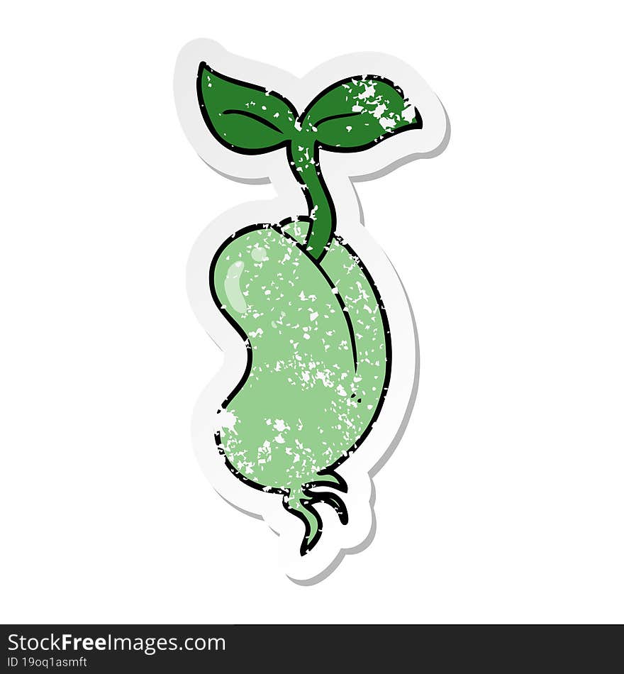 distressed sticker of a cartoon sprouting seed