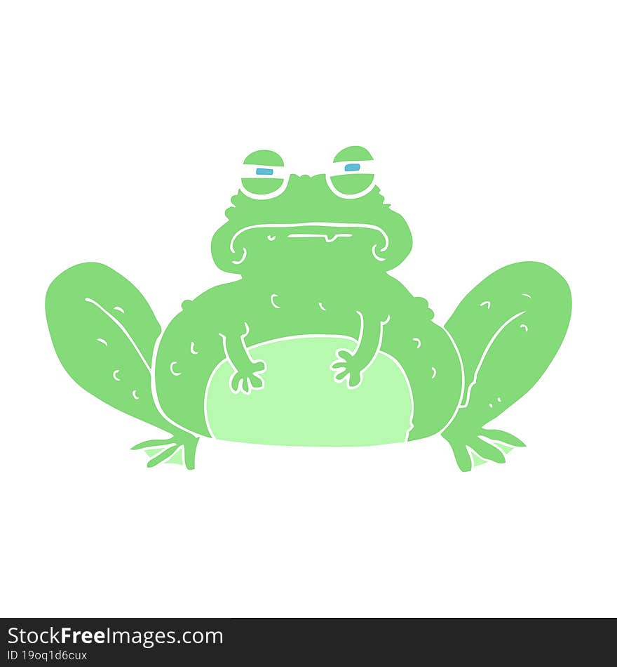 flat color illustration of a cartoon frog