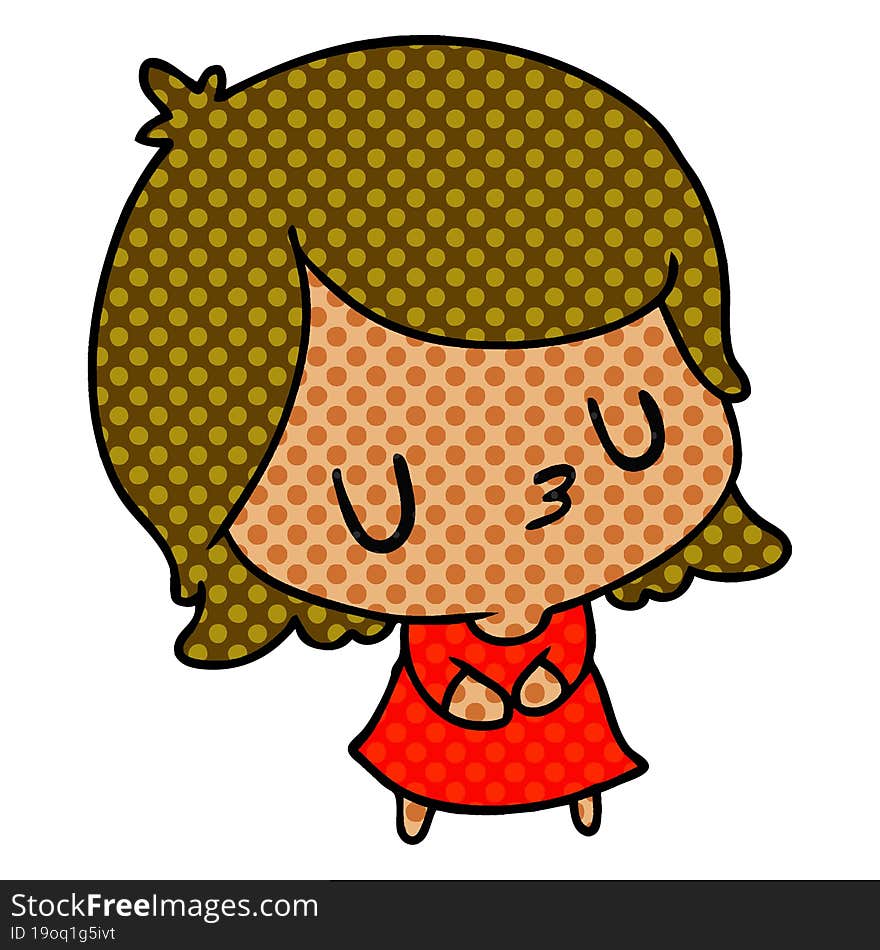 cartoon illustration of a cute kawaii girl. cartoon illustration of a cute kawaii girl