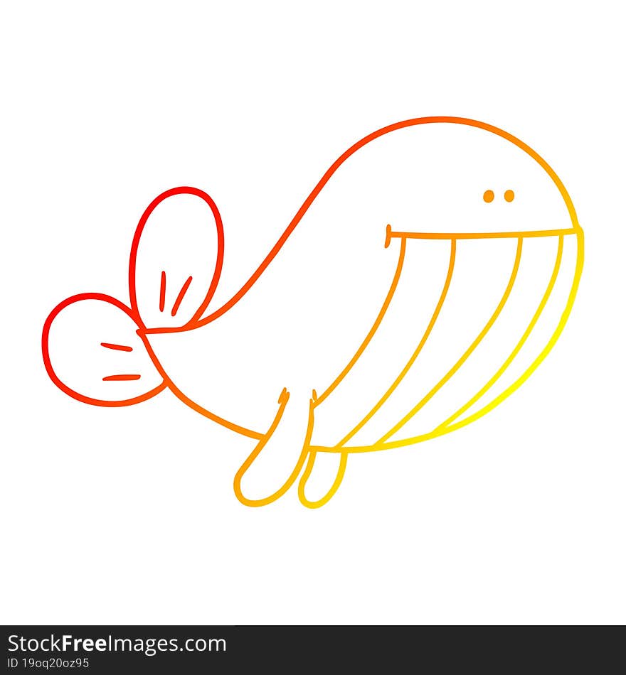 warm gradient line drawing cartoon whale