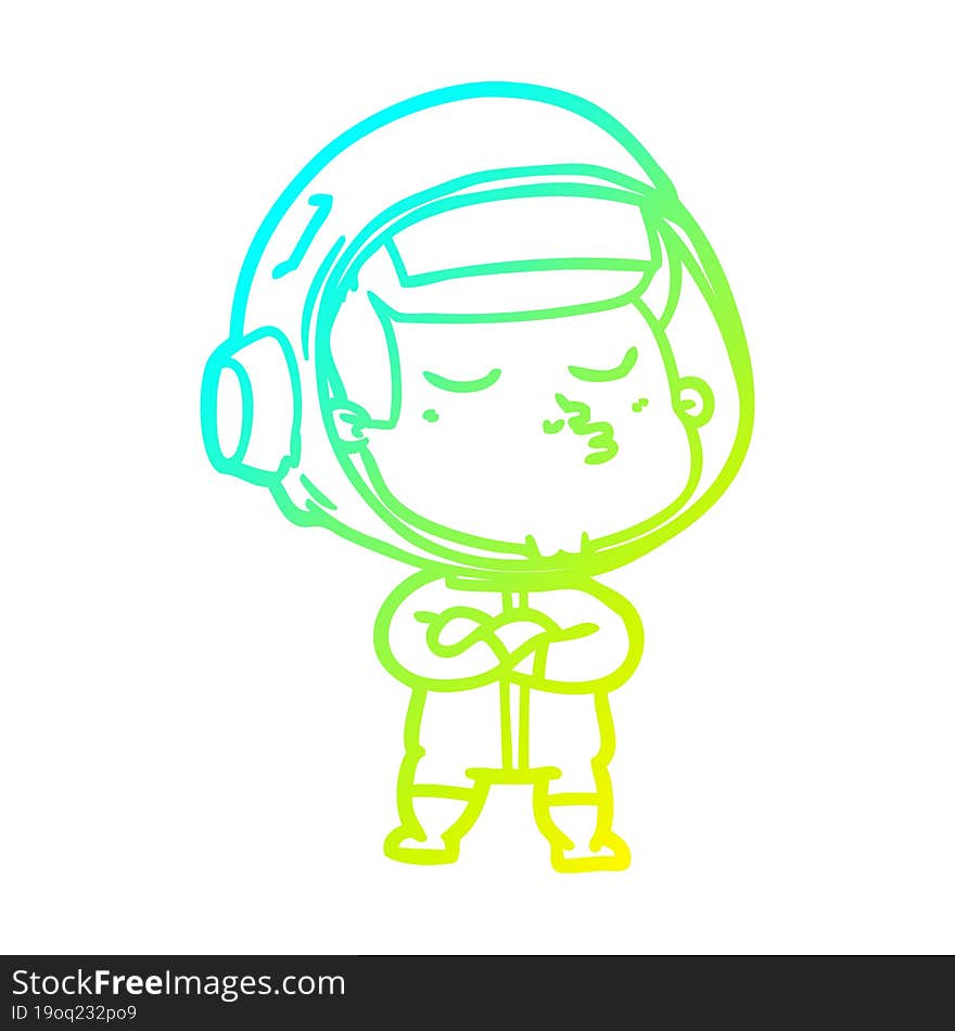 cold gradient line drawing cartoon confident astronaut