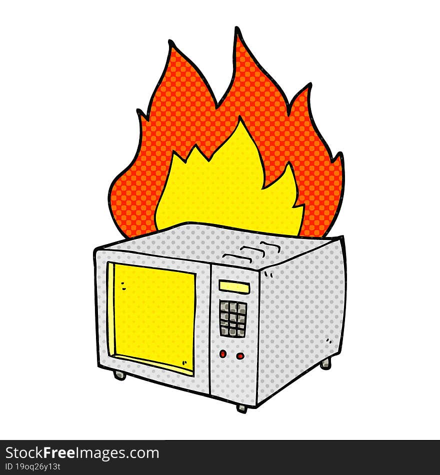 Cartoon Microwave On Fire