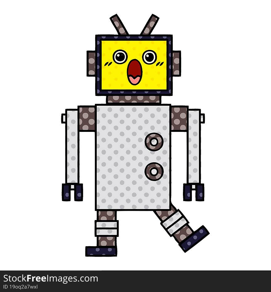 Comic Book Style Cartoon Robot