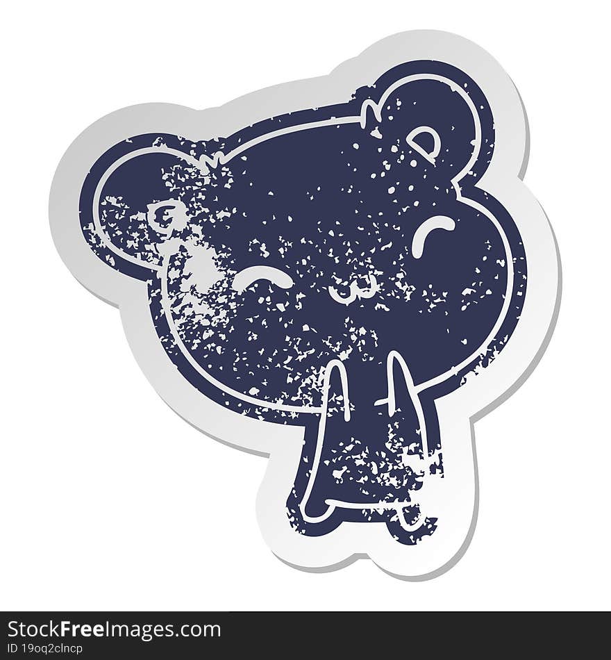 distressed old sticker kawaii cute teddy bear