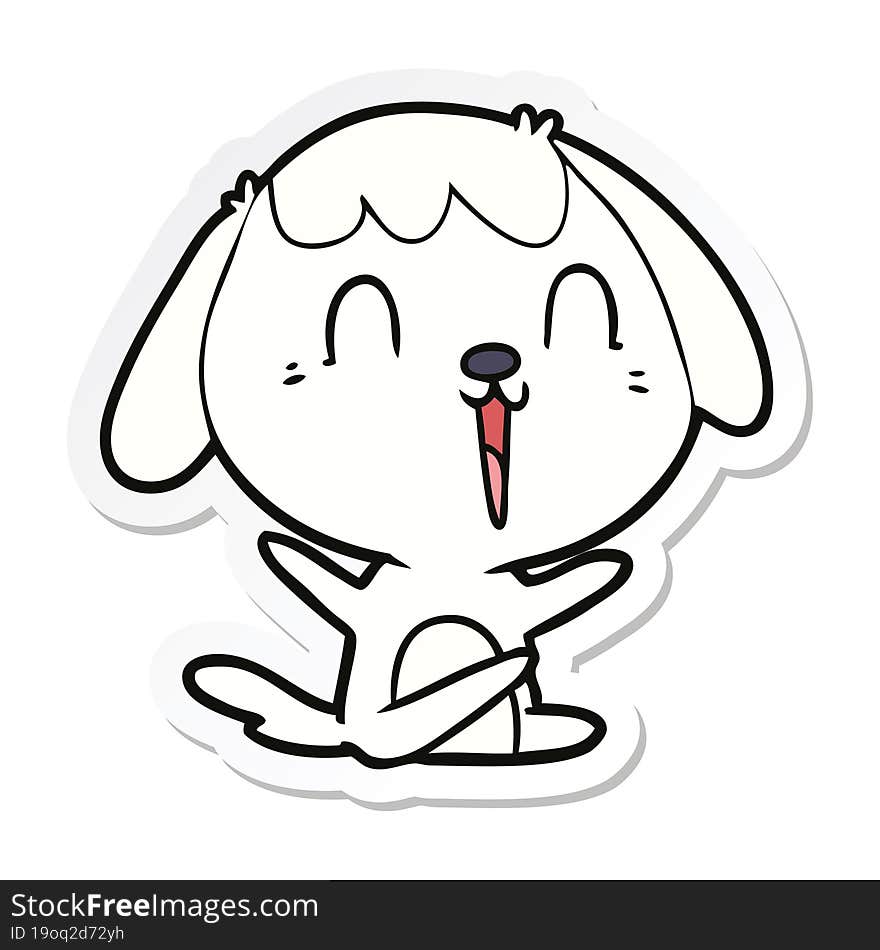 sticker of a cute cartoon dog crying