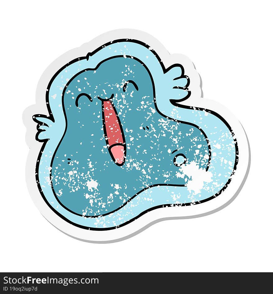 distressed sticker of a cartoon germ