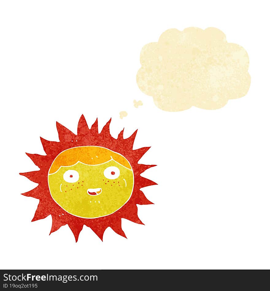 Sun Cartoon Character With Thought Bubble