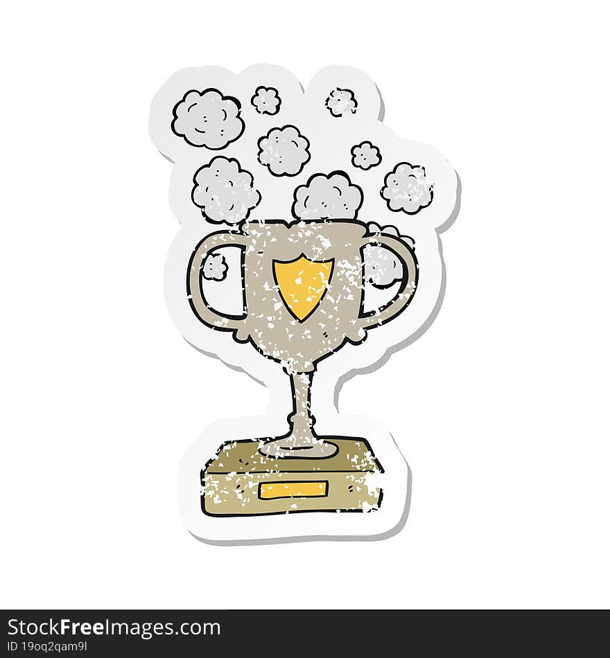 retro distressed sticker of a cartoon old trophy